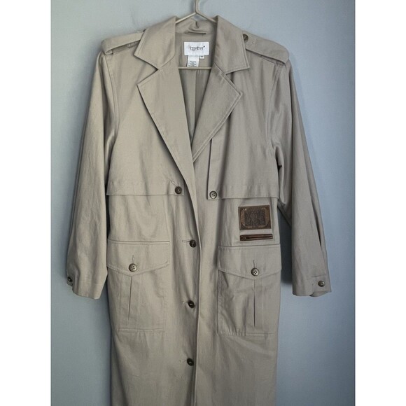 Vtg Belted Trench Coat Duster Women's Size 10 Beige Together Vented Lined - Picture 3 of 16